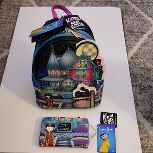 Loungefly Laika Coraline House Glow-in-the-Dark Backpack And Wallet Set. NWT.